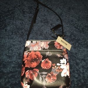 black flowery purse